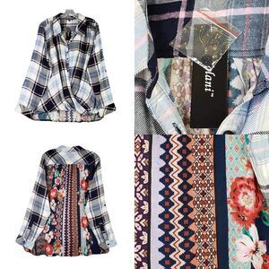 Tolani Collection Tunic Shirt Blouse Floral Boho Plus Size 1X Long Sleeve New